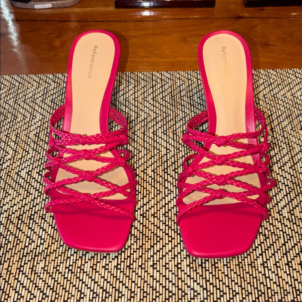 Reformation Strappy Hot Pink Sandals